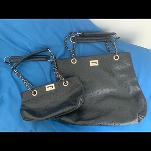 Black leather bag set